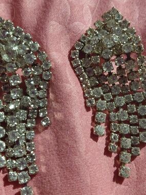 Vintage Crystal Cascade Drop Earrings - Pierced/ Clear Rhinestone